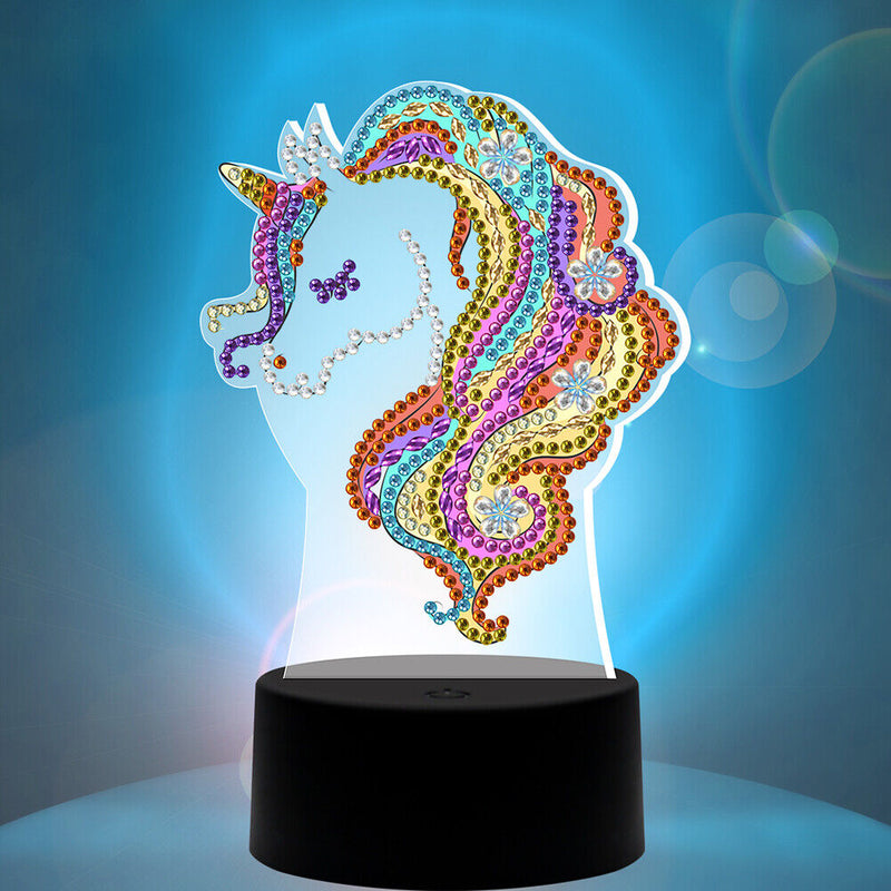 DIY Special Shaped Diamond Painting LED Light Horse Animal Embroidery Night Lamp