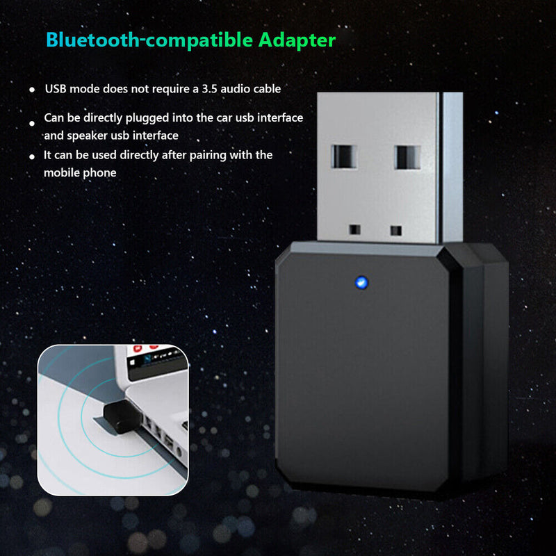 2pcs KN318 Bluetooth-compatible 5.1 USB Adapter 3.5mm Stereo Audio Receiver