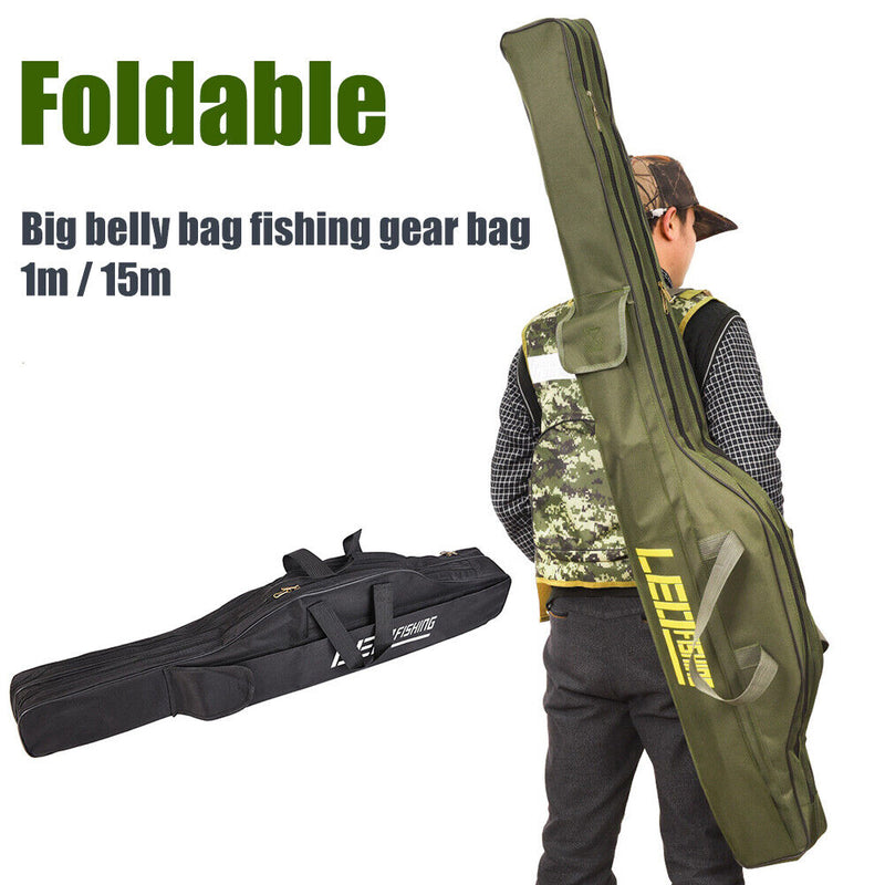 Foldable Fishing Rod Bag Waterproof Fishing Rod Carrier (Army Green 1.5m) Newly