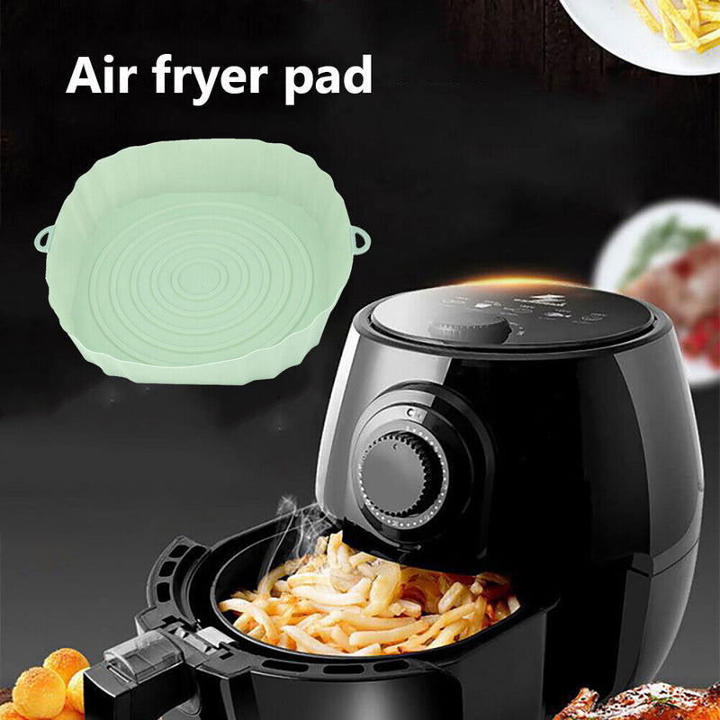 Silicone Air Fryer Liner Reusable Oven Baking BBQ Fryer Pan Mat (Green)