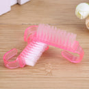 10pcs Nail Cleaning Brushes Pink Plastic Handle Dust Remover Manicure Tools