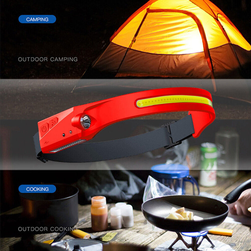 COB LED Headlamp Sensor Headlight Flashlight Rechargeable Outdoor Work Ligh