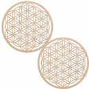 Wooden Wall Sign Flower of Life Shape Flower Of Life Energy Mat Slice Wood Base