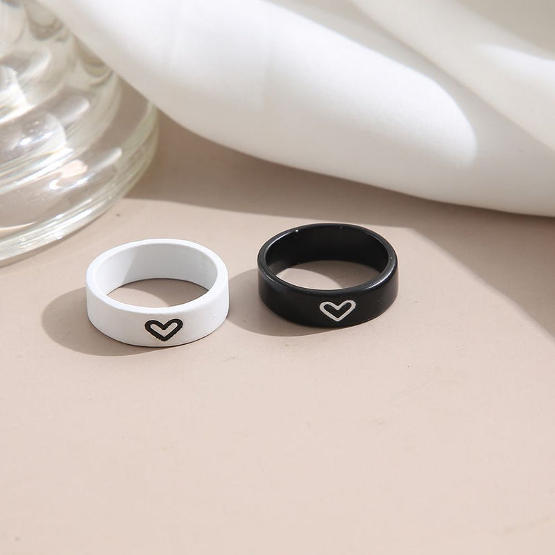 Weddings Romantic Couple Rings Rings Combination Black White Love Lover Gifts