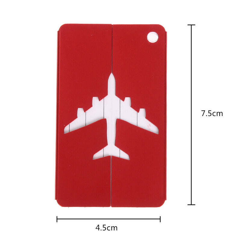 Metal Luggage Tag Aluminum Alloy Air Plane Travel Suitcase Label(Red)