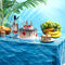 3pcs Ocean Wave Tablecloth Prints Dining Desk Table Cover Beach Picnic Blanket