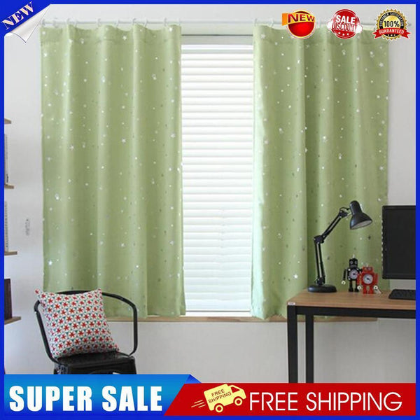 4pcs 100x130cm Full Blackout Shading Stars Curtains Hook Grommet Green