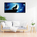 5D DIY Full Round Drill Diamond Paint Night Wolf Mosaic Rhinestone Art Pict