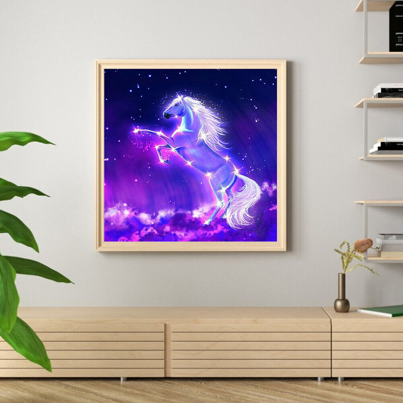 5D DIY Full Round Drill Diamond Paint Light Horse Mosaic Rhinestone Drawing