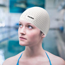 Waterproof Swimming Caps Women Men Silicone Ear Protection Swim Hat (White)