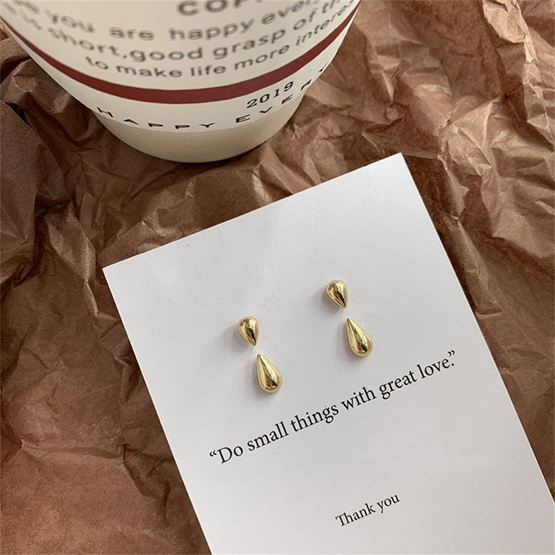 water Color preserving Women Water Drop Earrings Small Two wear Smooth surface