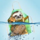 Home Sloth Printed Aprons Waterproof Linen Oil-proof Apron (82x68cm)