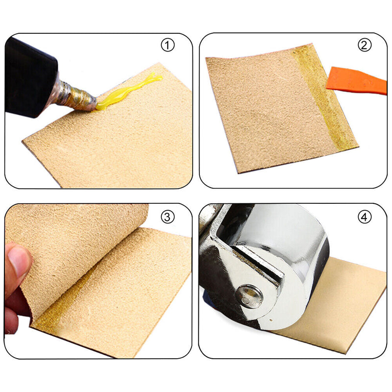 Wooden Handle Steel Leather Craft Glue Laminating Roller DIY Hand Crease Tool