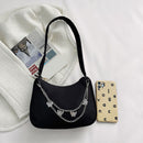 Women Retro Solid Color Nylon Shoulder Handbag Autumn Winter Zipper Designer Bag