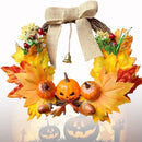 Flowers Halloween Pumpkin Wreath Maple Leaf Garland Harvest Decor Floral Hoop