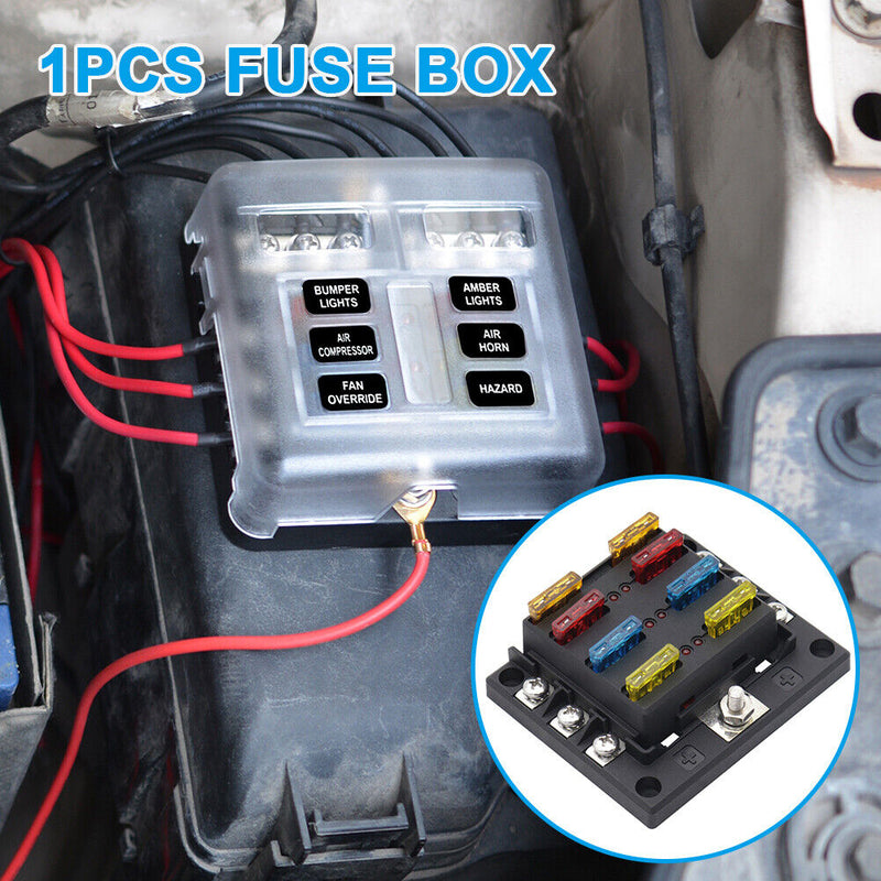 12-32V 6 Way Car Boat Fuse Holder Box with Plastic Cover Marine Blade Fuse Case