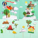 Party Decor Tree House Funny Sun Animal Happy Birthday Cake Topper Jungle Theme