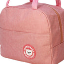 Oxford Cloth Lunch Bag Zipper Waterproof Thermal Tote Handbag (Pink) Newly