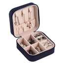 Portable Zipper Jewelry Case Travel Ring Holder Earrings Box (Dark Blue)