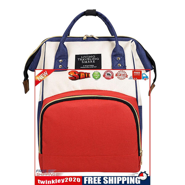 Diaper Backpack - Large Capacity Mummy Waterproof Nappy Bags (Beige Red)