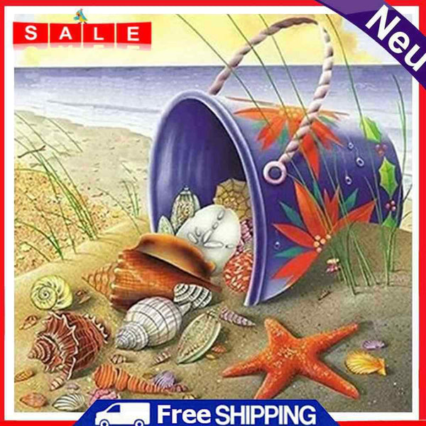 Oil Paint By Numbers Kit Shell Sea-star on Canvas Digital Paint Wall Art Craft