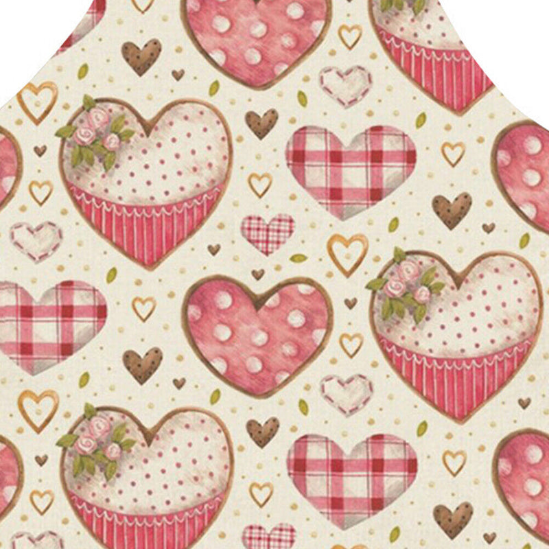 Heart Print Kitchen Linen Apron Waterproof Home Cooking Bibs (82x68cm)