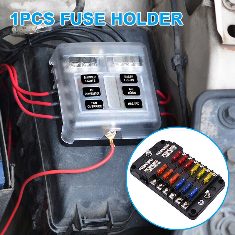 YJ-FB015 12 Ways 32V Automotive Blade Fuse Box Kit Terminal Block Holder