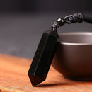 Hexagonal Cylindrical Necklace Black Obsidian Pendant Reiki Healing Necklace