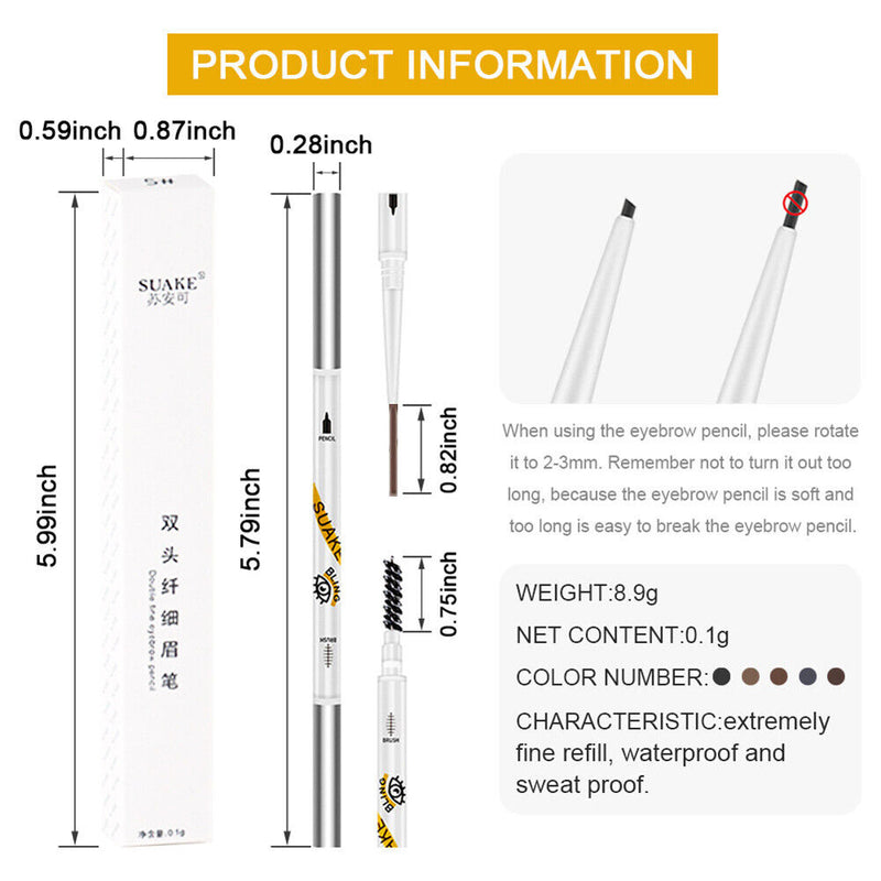 Women Eyebrow Pen with Duel Tip Not Dizzy Long Lasting Cosmetic Eye Brow Penc