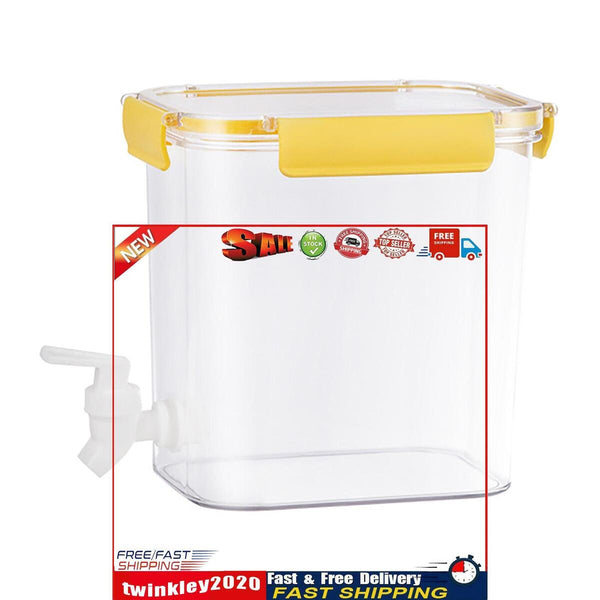 0.92-Gallon Beverage Dispenser with Spigot Leak-Proof for Fridge (Yellow) Newly