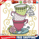 Tea Cup Partial Cross Stitch 11CT Counted Cotton Handmade Needlework Decor