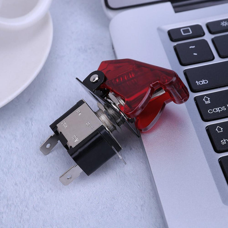 5pcs 12V 20A LED Red Light Cover Racing Car SPST Rocker Tilt Switch Lightest