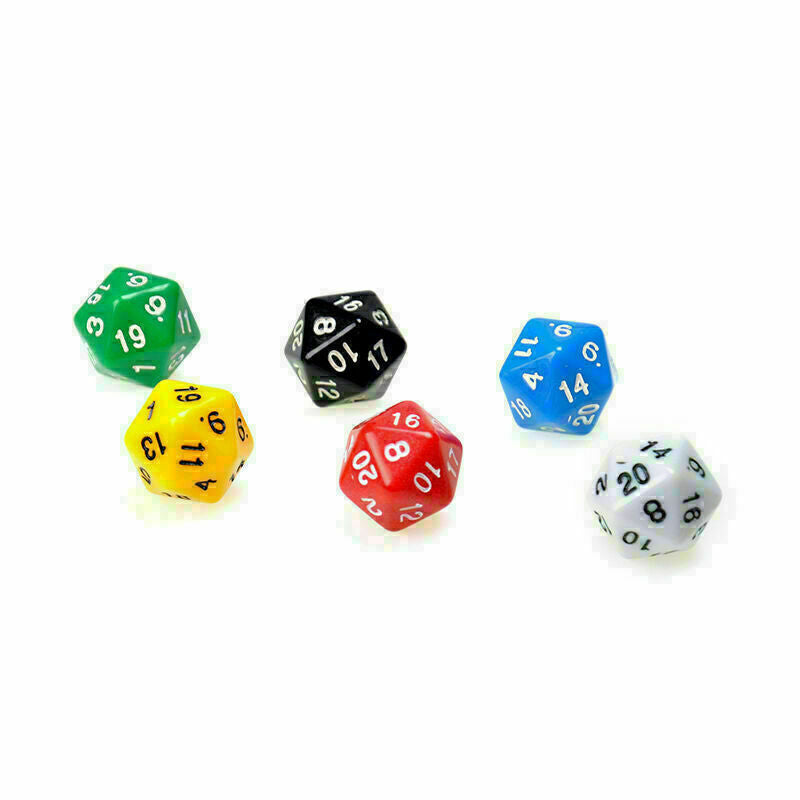 D20 Gaming Dice Twenty Sided Die RPG D&D Six Opaque Random Color