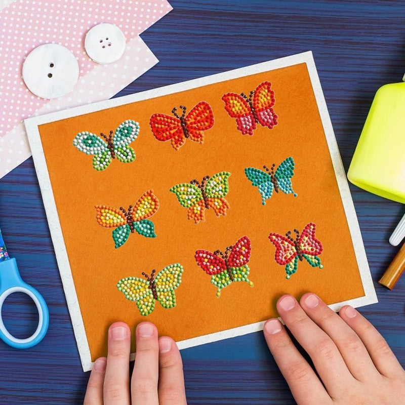 DIY Full Drill Round Butterfly Diamond Painting Children Cartoon Stickers Newly