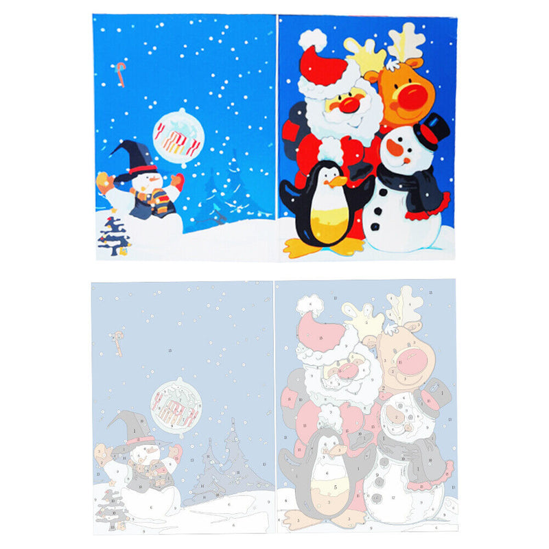 Handpainted DIY Christmas Greeting Card Oil Paint by Numbers Pictures Gifts