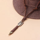 Gifts Punk Jewelry Men Handmade Arrow Pendant Choker Necklace Leather Chain
