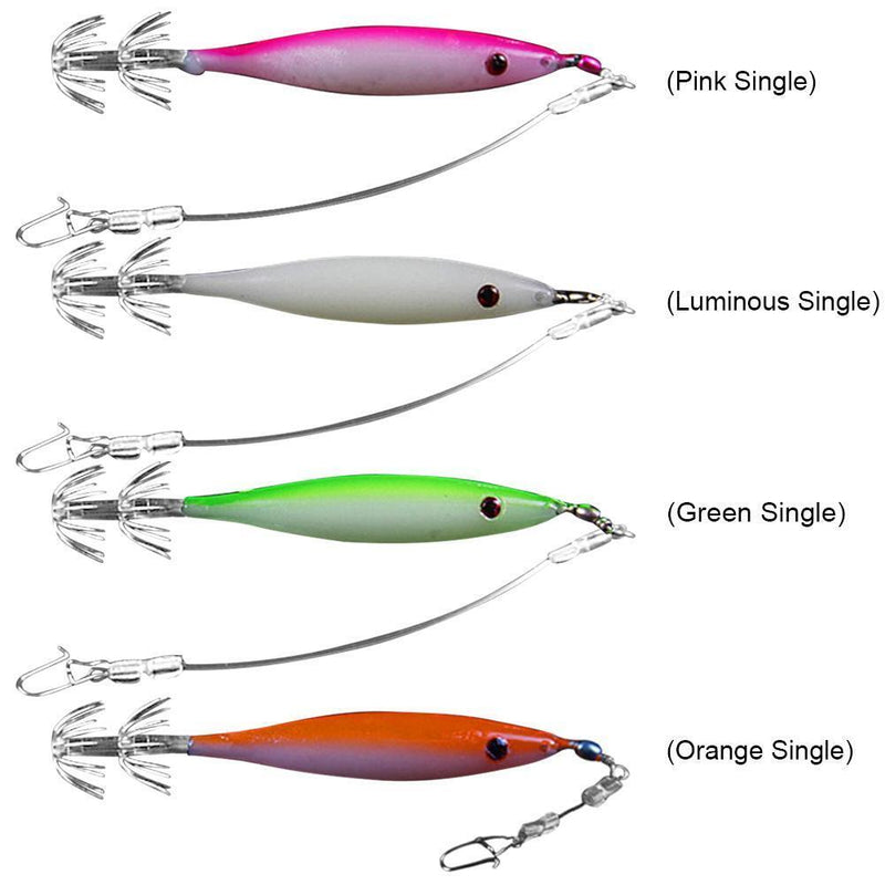 Squid Artificial Bait Jig Hook Octopus Cuttlefish Fishing Lure (Luminous Si