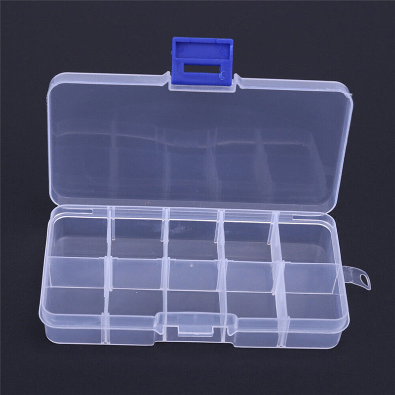 10 Grids Compartments Plastic Transparent Organizer Diamond Storage Box Newly