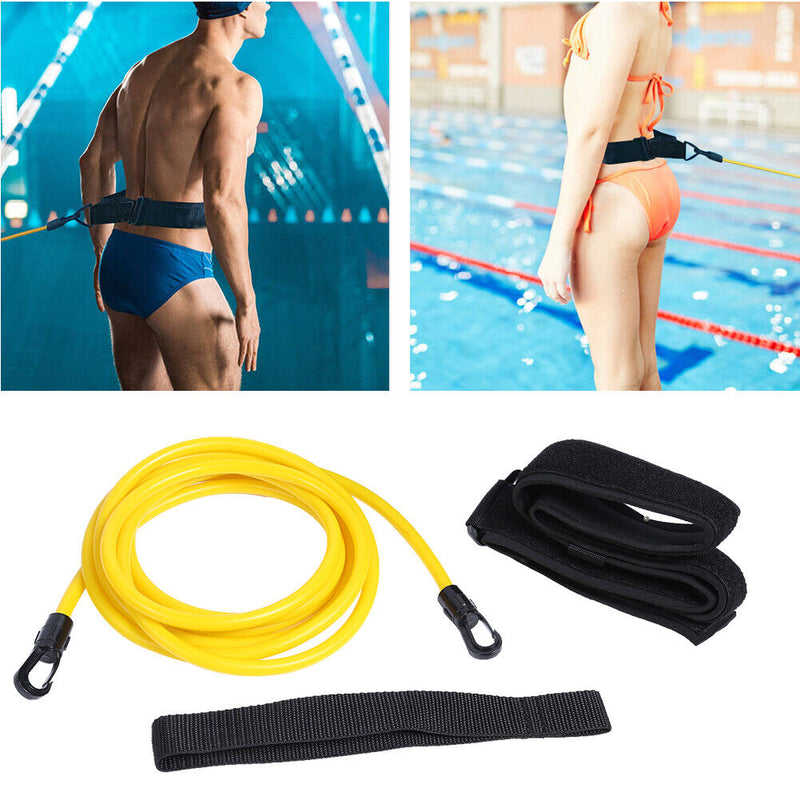Swim Training Exercise Belts Rope Swimming Harness Resistance Band (Yellow)