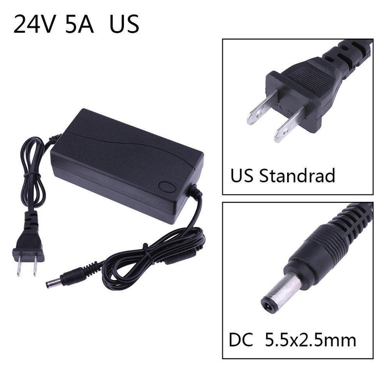 24V 5A AC to DC Power Adapter Converter 5.5*2.5mm for LED Light Belt
