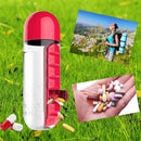 600ML Plastic 2 In 1 Combine Daily Pill Box Drinking Bottles Cups(Red)