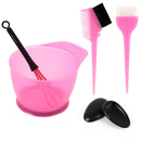 5pcs Hair Dye Bowl +3 Brushes + 1 Ear Shield Combo Set Coloring Tint (Pink)