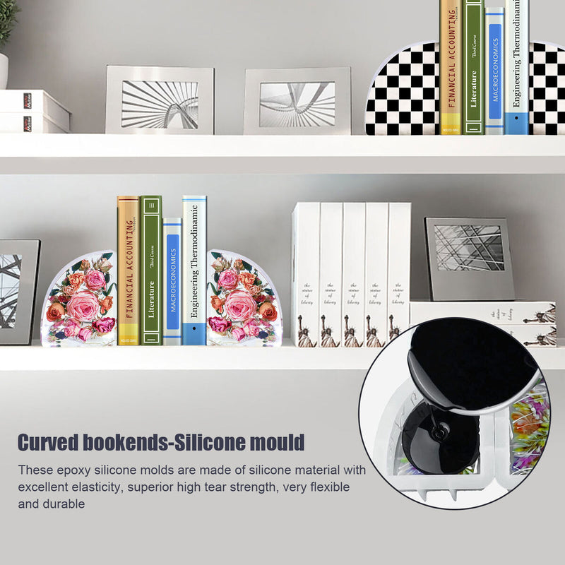 Silicone Mold Washable Reusable Curved Bookends DIY Handicraft & Ornament Newly