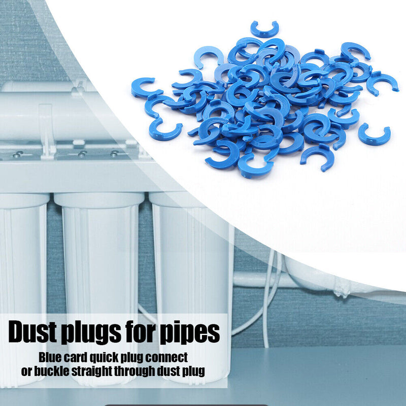 50pcs OD Tube PE Pipe Fitting Blue Clip C-ring RO Water Filter System (1/4)