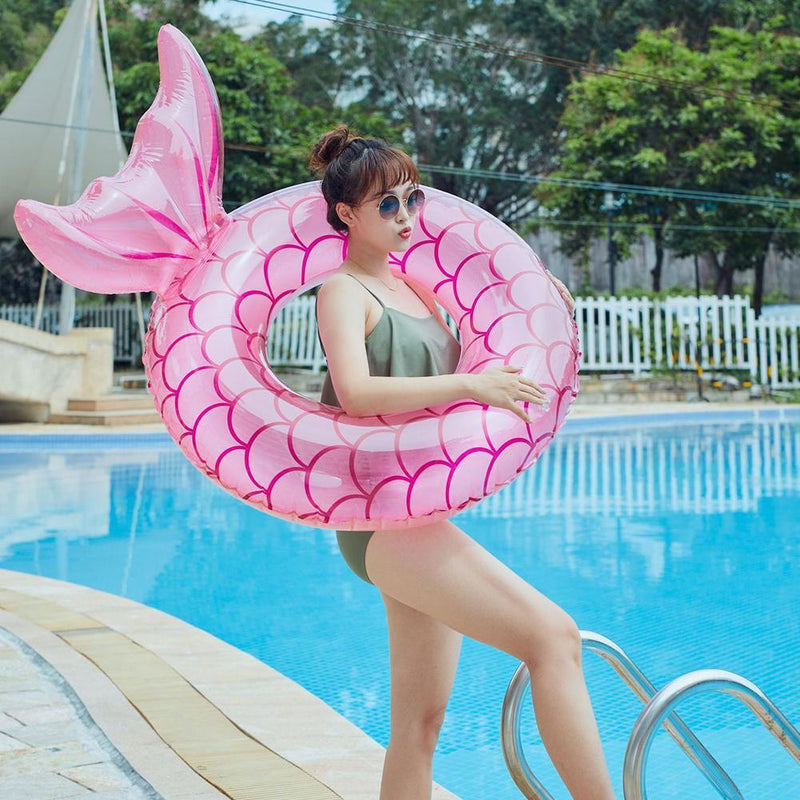 Inflatable Swimming Ring Adults Floating Swimming Circle (Blue Green 70)