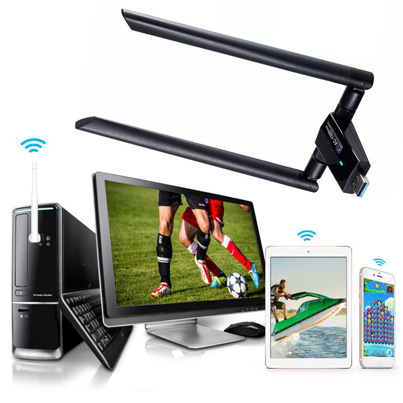 USB 3.0 WiFi Receiver 2.4+5.8GHz Dual Band 1200M Wireless Adapter Dongle for PC