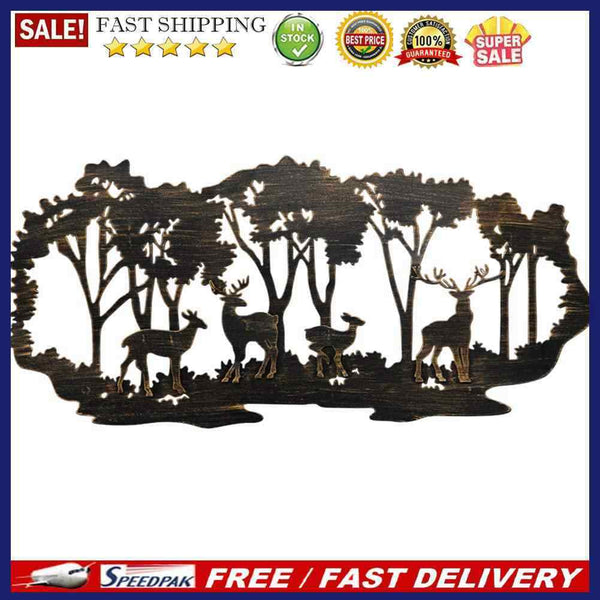 Metal Iron Forst Deer Silhouette Ornament Pendant Bedroom Window Garden Dec