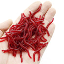 100/200pcs 3.5cm Soft Red Worm Baits Earthworm Carp Fishing Lures Tackles Too