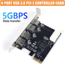 PCIE Riser Expansion Card 4-Port PCI Express USB 3.0 High-Speed Adapter for PC