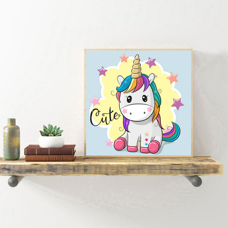 Full Drill DIY Round Diamond Painting Cartoon Color Horse Cross Stitch Kit Newly